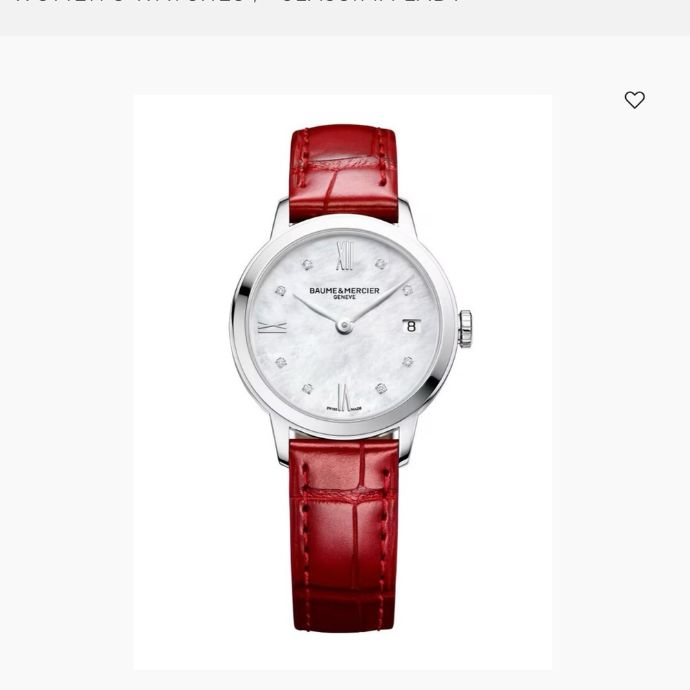 Baume & Mercier Red Leather Strap Watch